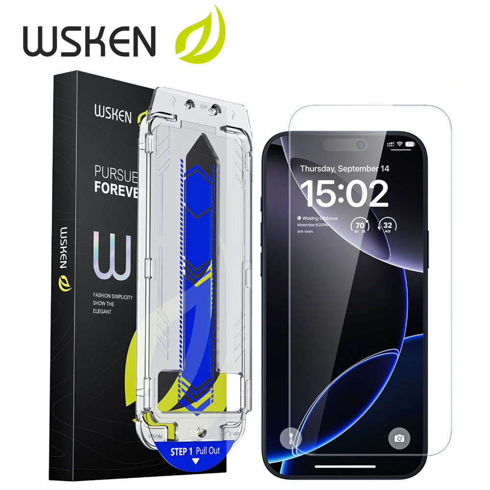 WSKEN กระจกนิรภัยติดตั้งง่าย HD/ความเป็นส่วนตัวสําหรับ iPh17ProMax /16Pro ปกป้องหน้าจอไม่มีขอบสีดํา