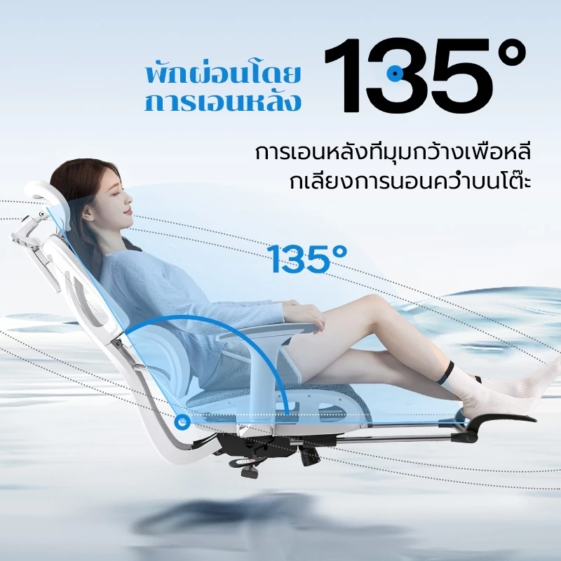 Xpanse W203 เก้าอี้สุขภาพ ใช้ผ้าที่มีอากาศเย็นสบาย พนักพิงแยกอิสระ นั่งนานก็ไม่อึดอัด ergonomic chair เก้าอี้คอม เก้าอี้สำนักงาน thumbnail 6