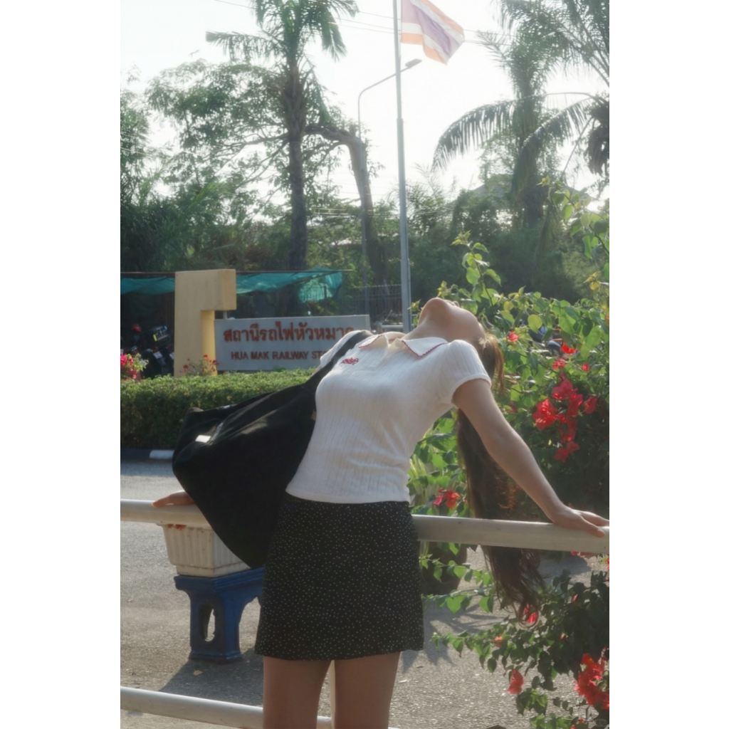 🤍 ส่งไวจากไทย🤍 เสื้อยืดคอปกแขนสั้น กระดุมหน้า ผ้านิ่ม ใส่บาย ลุคมินิมอล สไตล์เกาหลี (พร้อมส่ง) - 2