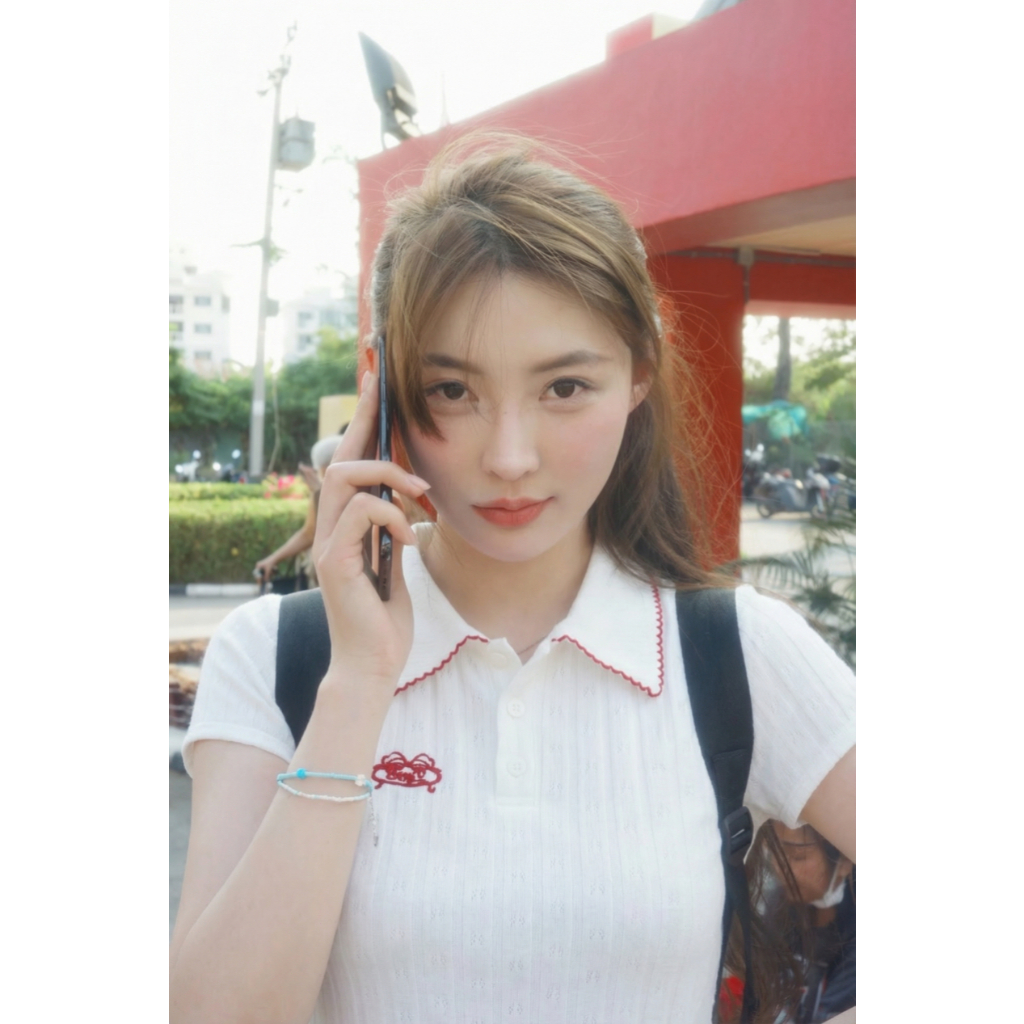 🤍 ส่งไวจากไทย🤍 เสื้อยืดคอปกแขนสั้น กระดุมหน้า ผ้านิ่ม ใส่บาย ลุคมินิมอล สไตล์เกาหลี (พร้อมส่ง) - 1