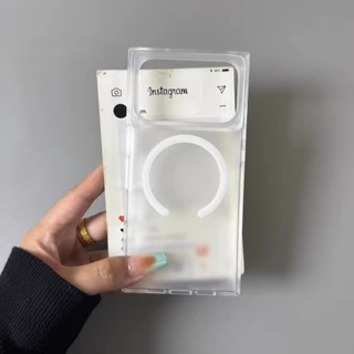 【Square Frosted translucent/Matte acrylic hard case/White】เคส compatible for iPhone 13 14 15 16 17 pro max case