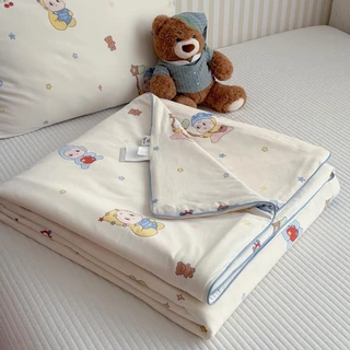 18ออกแบบการ์ตูนถั่วเหลืองฤดูร้อนผ้านวมเด็กน่ารักผ้านวมบางผ้าห่มผ้าพันคอเดี่ยว/ราชินี/ขนาดคิงไซส์ผ้านวมนุ่มพิเศษ