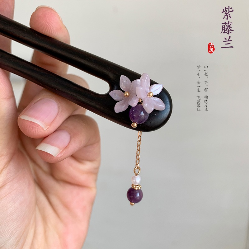 เครื่องประดับผมหางม้าไม้มะฮอกกานีทำมือสำหรับเชิ๊ตซาม .ACCESSORY สไตล์จีนแบบเก่าแก่สำหรับผู้หญิง