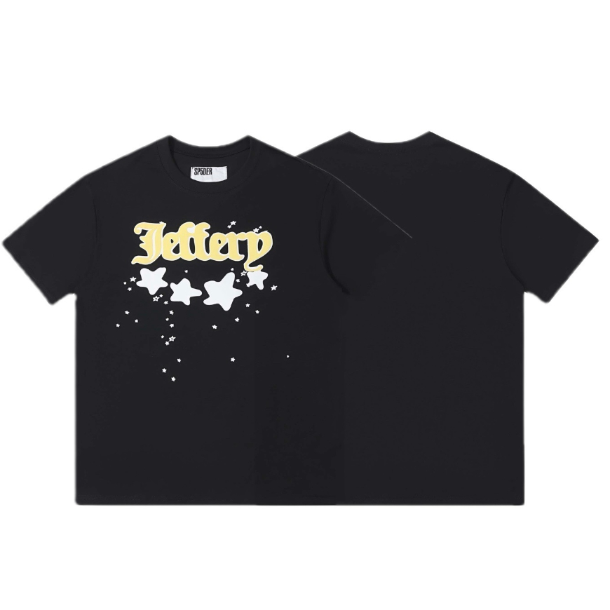 แฟชั่น Sp5der เสื้อยืดแขนสั้นผ้าฝ้ายแท้พิมพ์ลาย