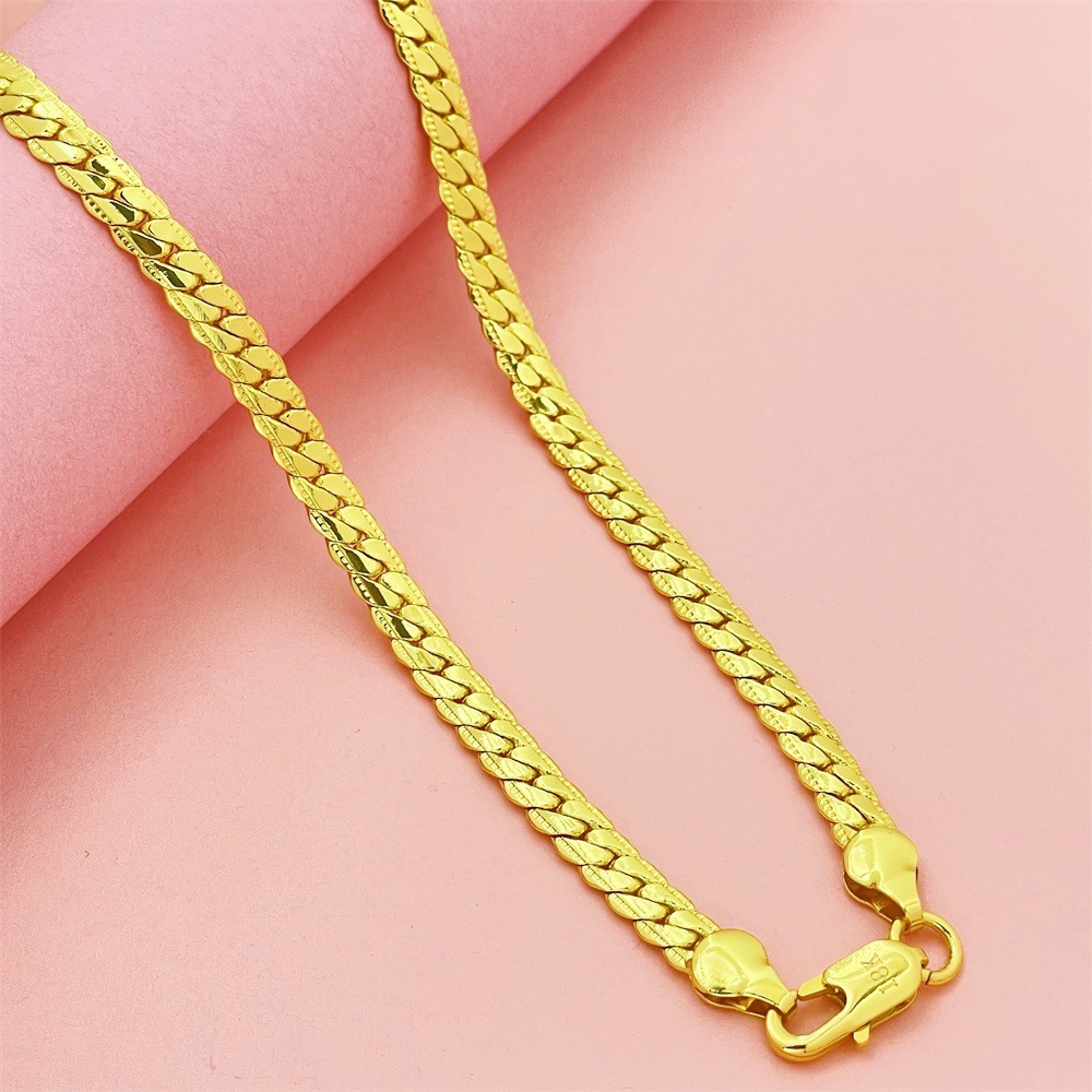 สร้อยคอชุบทอง 18k 24k 4 มม. 6 มม. 24 นิ้ว เครื่องประดับ สําหรับผู้ชาย ของขวัญวันเกิด ปาร์ตี้