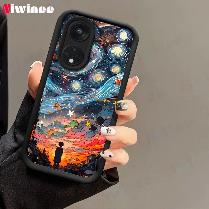 ปลอกสําหรับ OPPO Reno 8T 5G 8T 4G 8 4G 7 4G 8Z 5G 7Z 5G Milky Way Design เสริมกล้องป้องกัน Anti-shoc