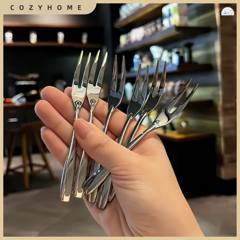 [คลังสินค้าพร้อม] อบอุ่นสบาย 10/5 ชิ้น 304 ส้อมผลไม้สแตนเลสครัวเรือนหนาพรีเมี่ยมประณีตเค้กส้อมขนม