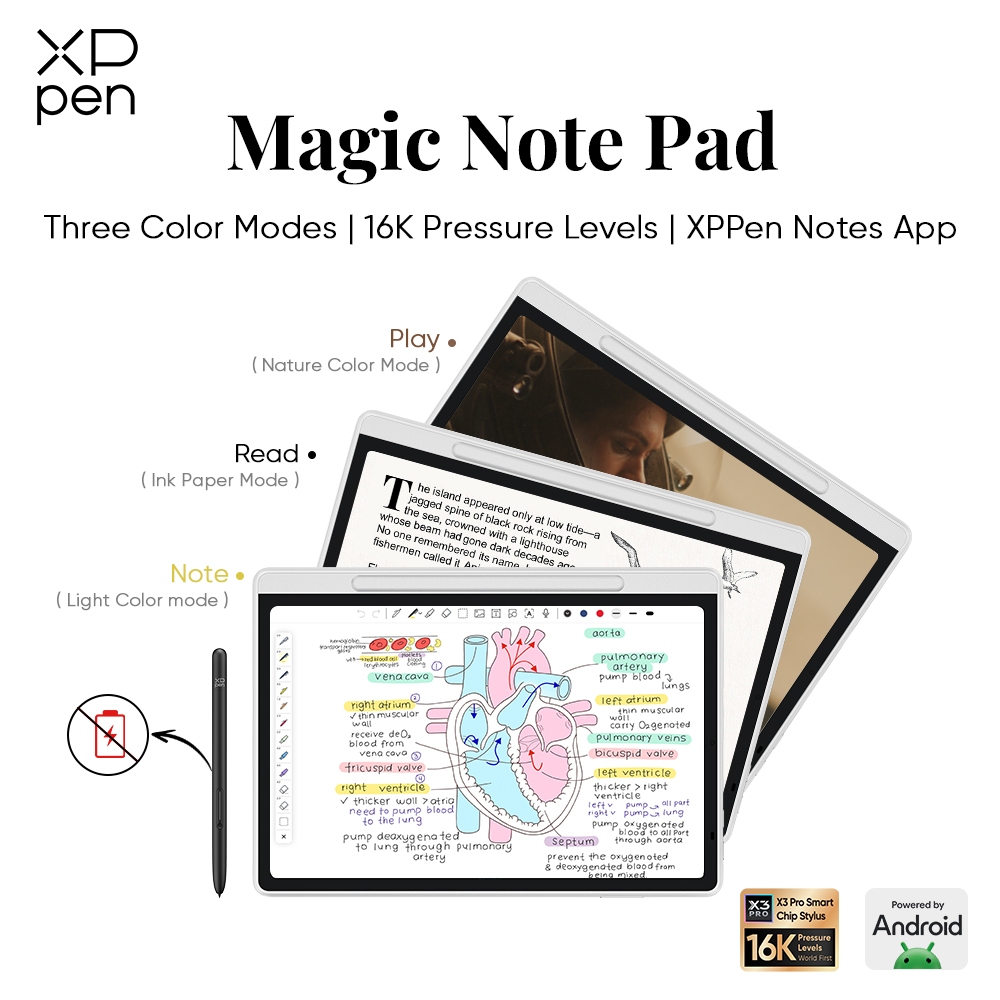 XPPen Magic Note Pad 128GB World-first 3-in-1 Color Note Pad & E Note & E Reader พร้อมปากการะดับ 16K