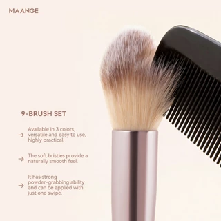 MAANGE ชุดแปรงแต่งหน้ามืออาชีพ 9 ชิ้น พร้อมกล่องเก็บ ขนแปรงนุ่ม อุปกรณ์แต่งหน้าคุณภาพสูง 5886