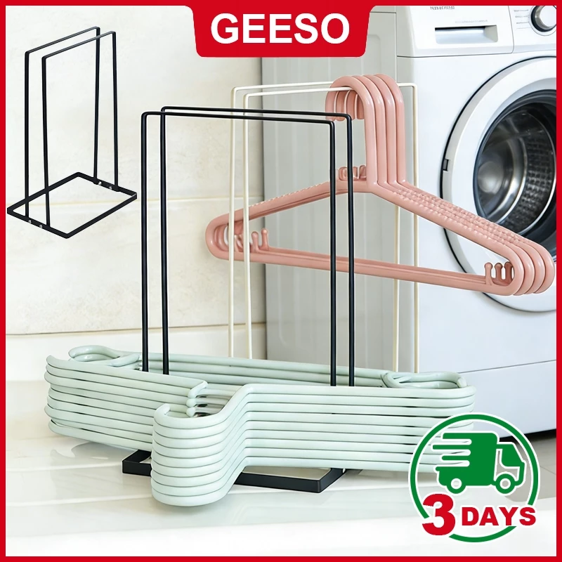 GEESO ที่เก็บไม้แขวนเสื้อ สูง27ซม.ที่จัดระเบียบไม้แขวนเสื้อ ไม่ต้องเจาะ ใช้งานสะดวก ประหยัดพื้นที่ Clothes Drying Rack Clothes Hanger Rack Clothes Rack 衣架置物架