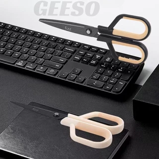 GEESO 2 in 1 กรรไกรการเคลือบฟลูออรีน คมกริบ เป็นกรรไกรและตรงปลอกเป็นคัทเตอร์ในตัว ตัดเทปกาวได้ ไม่เหนี้ยวติดกรรไกร Multi-Purpose Scissors Utility Knife for Home Office Art 二合一剪刀