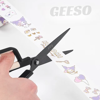 GEESO 2 in 1 กรรไกรการเคลือบฟลูออรีน คมกริบ เป็นกรรไกรและตรงปลอกเป็นคัทเตอร์ในตัว ตัดเทปกาวได้ ไม่เหนี้ยวติดกรรไกร Multi-Purpose Scissors Utility Knife for Home Office Art 二合一剪刀