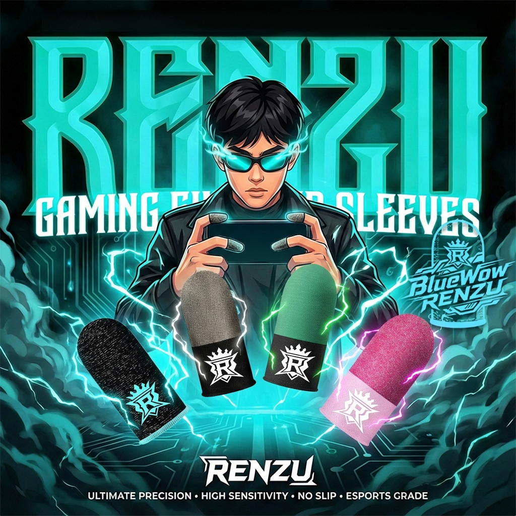 2026 ใหม่RENZU การอนุญาตสุดพิเศษปลอกนิ้วสําหรับเล่นเกมRENZU - ถุงมือนิ้วหัวแม่มือระบายอากาศสําหรับเกมมือถือ-กันลื่น, หน้าจอสัมผัสกันเหงื่อพร้อมส่องสว่าง
