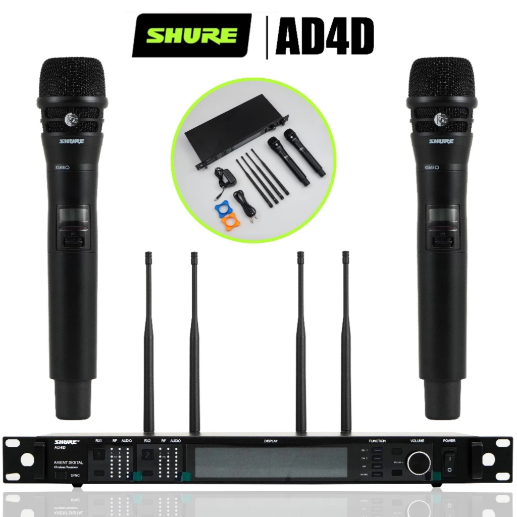 Shure AD4D ไมโครโฟนไร้สายการเชื่อมต่อ UHF ไมโครโฟนประสิทธิภาพระดับมืออาชีพ วัสดุโลหะ สีดํา