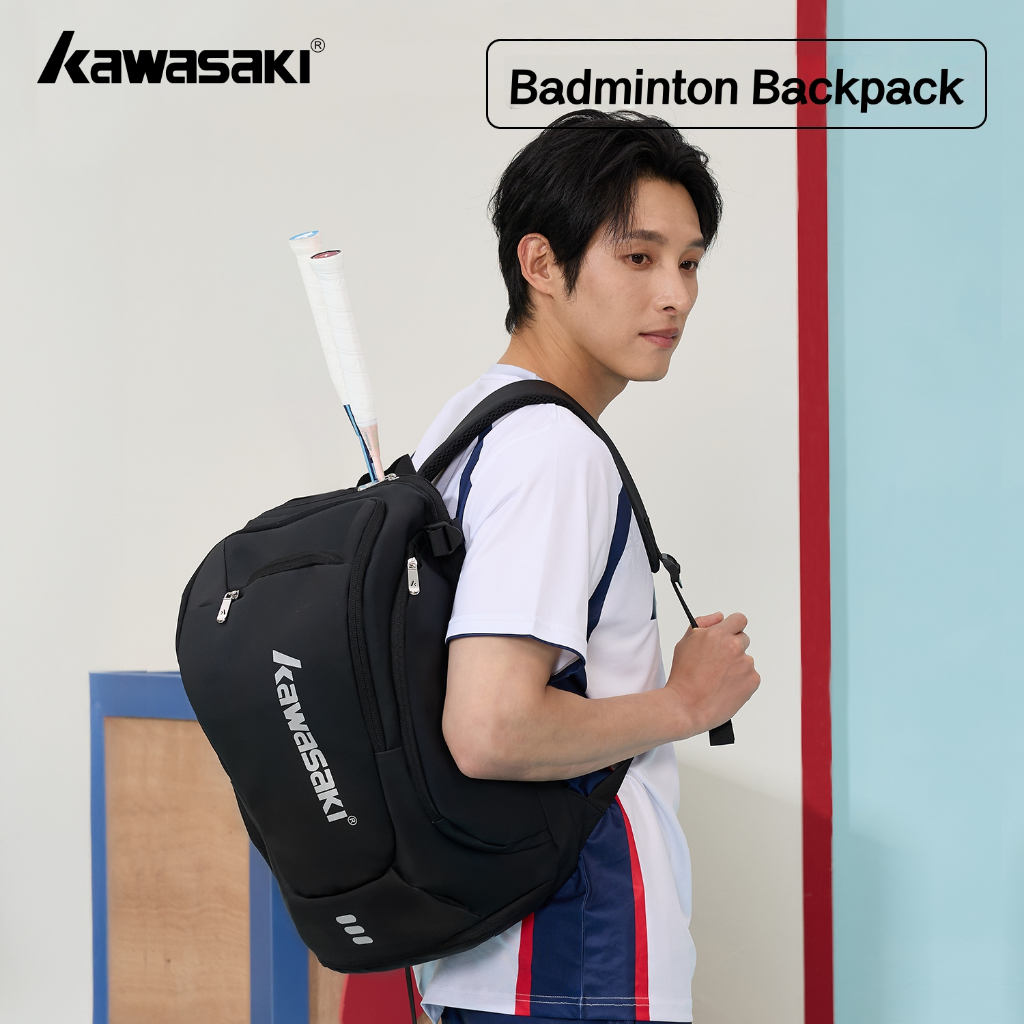 กระเป๋าเป้สะพายหลังสำหรับแบดมินตัน KAWASAKI 3-Pack แบบกันน้ำ ความจุมาก สำหรับการฝึกซ้อมและเก็บอุปกรณ์ K2G07-D8279