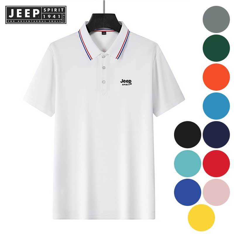 JEEP SPIRIT 1941 ESTD เสื้อโปโลโพลีเอสเตอร์คุณภาพสูง เหมาะสำหรับสวมใส่ในสถานที่ทำงานและออกนอกงาน