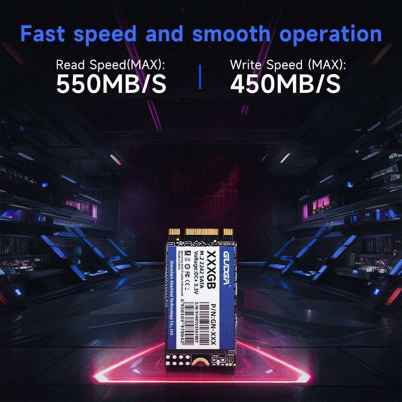 GUDGA SSD M.2 SATA NGFF 2242 1TB 2TB ภายใน Solid Hard State Drive Hard Disk สําหรับแล็ปท็อป Deskyop 