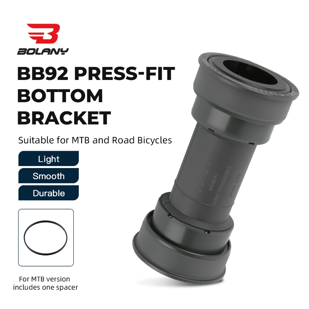 ชุดลูกปืนกระโหลกหวาน Bolany แบบ Press Fit BB92 | ตลับลูกปืนเหล็ก | สำหรับจักรยานเสือภูเขา/เสือหมอบ | แกน 24มม