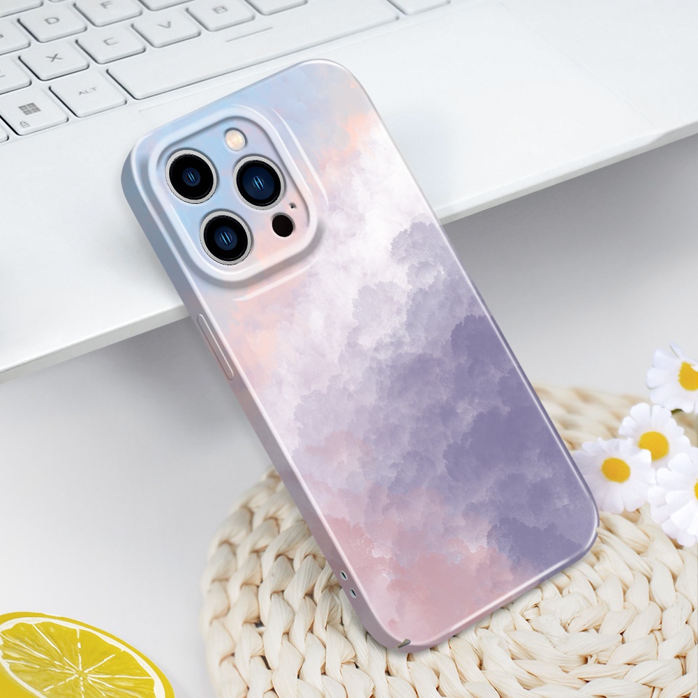 เคสโทรศัพท์สําหรับ IPhone 14 13 Pro Max Mini Texture Clouds Film Hard Cover