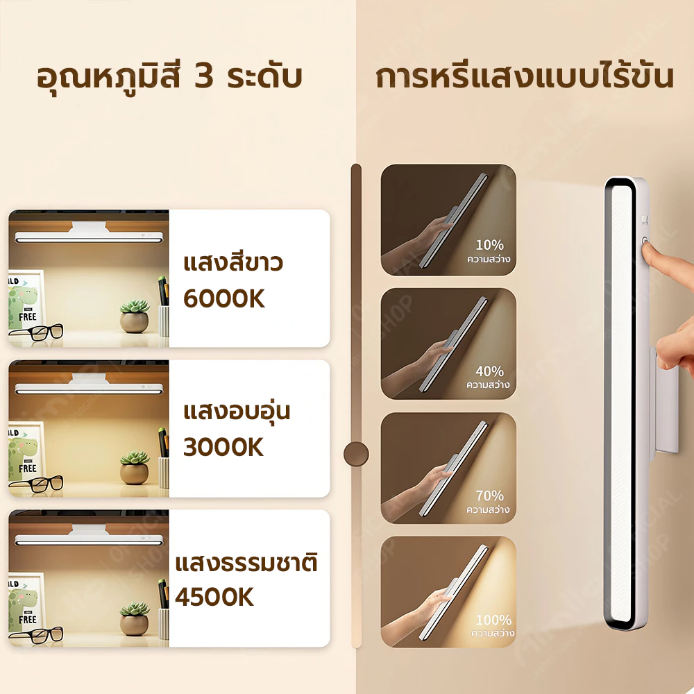 Magnetic LED Light โคมไฟตั้งโต๊ะชาร์จไฟได้ หรี่แสงได้พร้อมรีโมท thumbnail 4