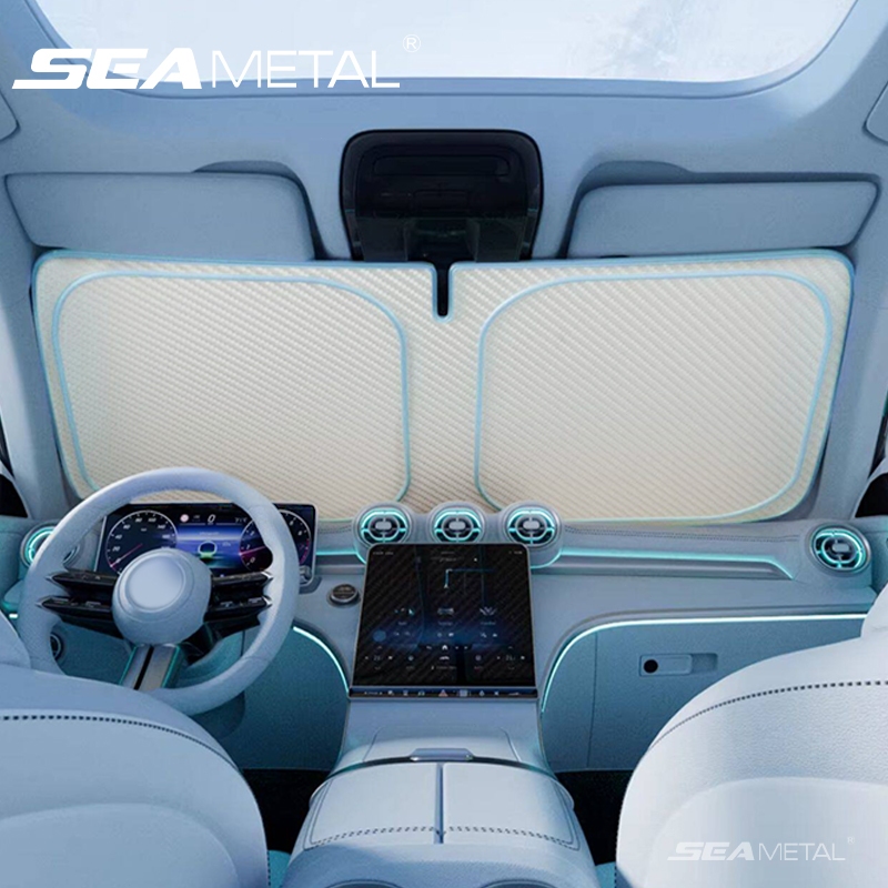SEAMETAL ม่านบังแดดรถยนต์ กันแดดรถ กันแดดในรถ บังแดดรถยนต์ แบบร่ม กัน UV แถมกระเป๋าหนัง