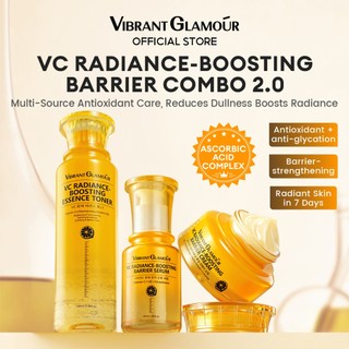 VIBRANT GLAMOUR 3-Step Brightening Set  VC Anti-Yellow Toner + VC Serum + VC Cream 3PCS  Spot-Fading & Brightening & Anti-Oxidation & Early Anti-Aging & Suitable for Sensitive Skin 100ml+30ml+30g