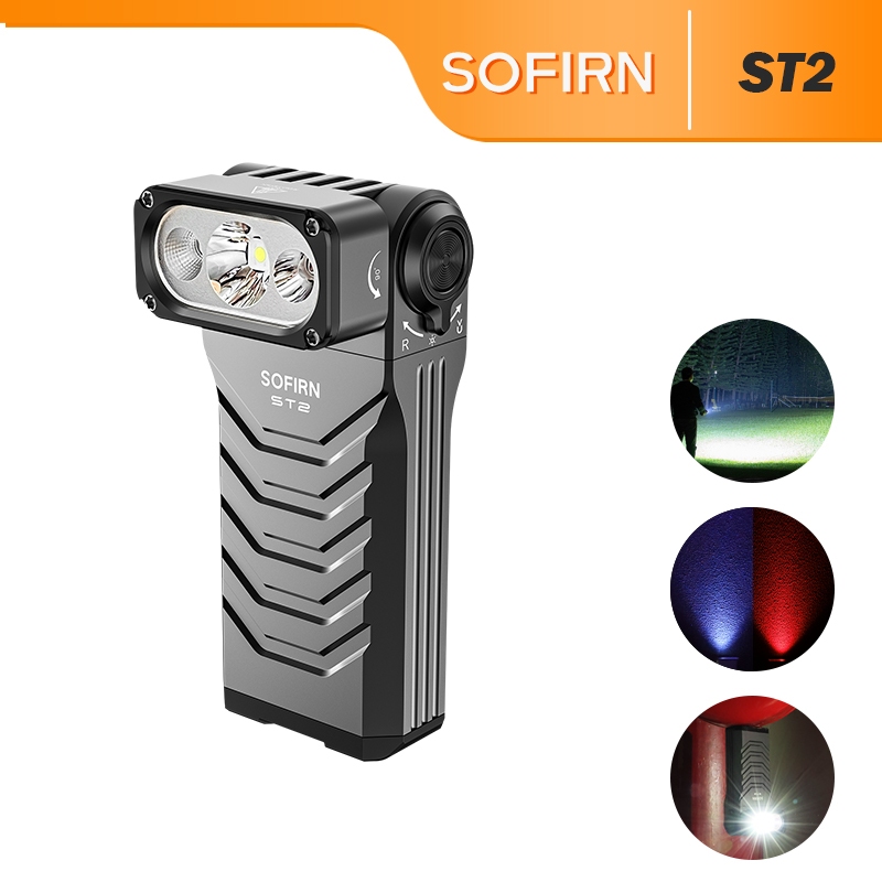 ST2 ไฟ LED ทํางาน 3000LM 270M โยน 3-in-1 สีขาว/แดง/ยูวี 90° หัวหมุนได้แม่เหล็กฐาน Type-C ไฟฉายแบบชาร์จไฟได้