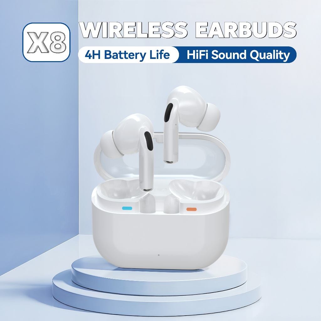 X8 ใหม่ล่าสุด ANC หูฟัง, การออกแบบโกดังแบบโปร่งใส, ระดับเสียง HiFi เสียงสเตอริโอ, กันน้ำ IPX5, ไมโครโฟนในตัว, การลดเสียงรบกวน, ใช้งานได้ทั้ง iPhone และ Android