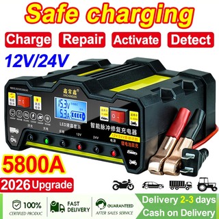 【5800A】Car Battery Charger 12V/24V Digital Lcd Display  99%Repair  Fast charging Charging Automatic