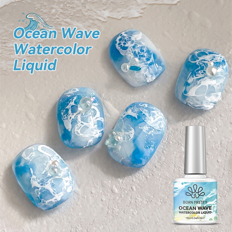 BORN PRETTY Bubble Ocean Wave กาวลูกไม้สีขาว Hollow Gradient สีเล็บเจล UV LED เคลือบเงาฤดูร้อนเล็บ Poke เคลือบเงา