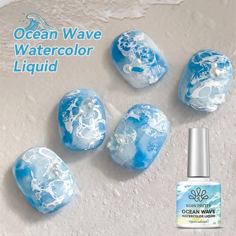 BORN PRETTY Bubble Ocean Wave กาวลูกไม้สีขาว Hollow Gradient สีเล็บเจล UV LED เคลือบเงาฤดูร้อนเล็บ Poke เคลือบเงา