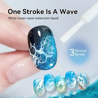 BORN PRETTY Bubble Ocean Wave กาวลูกไม้สีขาว Hollow Gradient สีเล็บเจล UV LED เคลือบเงาฤดูร้อนเล็บ Poke เคลือบเงา