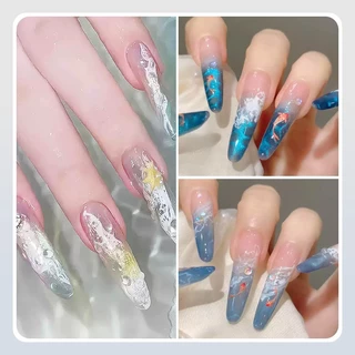 BORN PRETTY Bubble Ocean Wave กาวลูกไม้สีขาว Hollow Gradient สีเล็บเจล UV LED เคลือบเงาฤดูร้อนเล็บ Poke เคลือบเงา