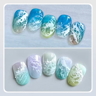BORN PRETTY Bubble Ocean Wave กาวลูกไม้สีขาว Hollow Gradient สีเล็บเจล UV LED เคลือบเงาฤดูร้อนเล็บ Poke เคลือบเงา
