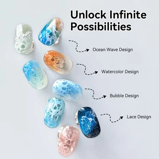 BORN PRETTY Bubble Ocean Wave กาวลูกไม้สีขาว Hollow Gradient สีเล็บเจล UV LED เคลือบเงาฤดูร้อนเล็บ Poke เคลือบเงา