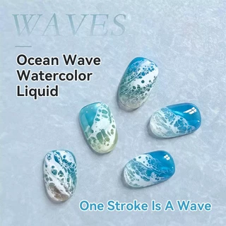 BORN PRETTY Bubble Ocean Wave กาวลูกไม้สีขาว Hollow Gradient สีเล็บเจล UV LED เคลือบเงาฤดูร้อนเล็บ Poke เคลือบเงา