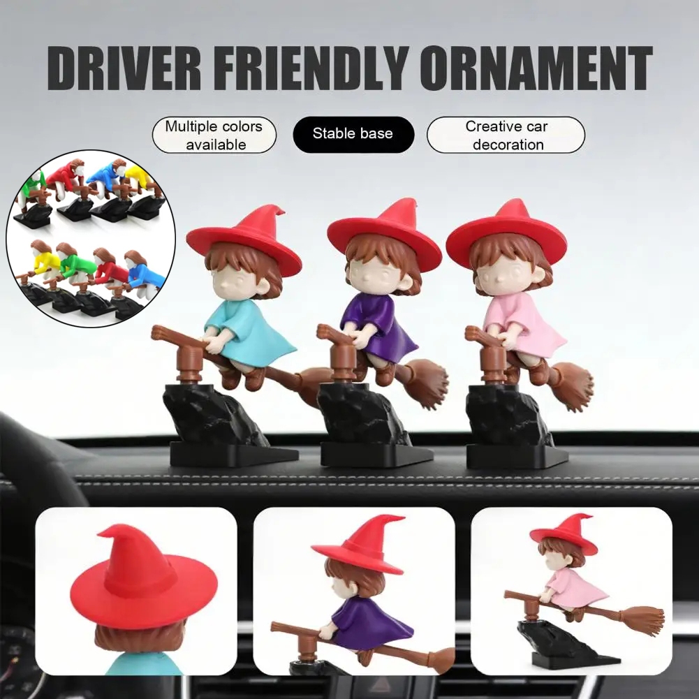 Witch Wizard รถแดชบอร์ดเครื่องประดับ Broomstick Drift Gravity-sensing Decor Mini PLA ภายในรถของขวัญต