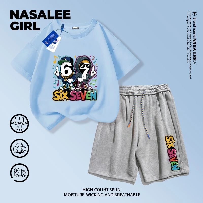 ชุดเสื้อยืดแขนสั้นและกางเกงขาสั้นลาย NASA สำหรับเด็ก 3-16 ปี thumbnail 10