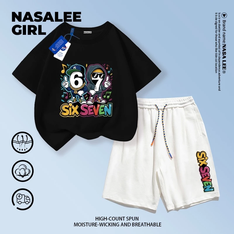 ชุดเสื้อยืดแขนสั้นและกางเกงขาสั้นลาย NASA สำหรับเด็ก 3-16 ปี thumbnail 3