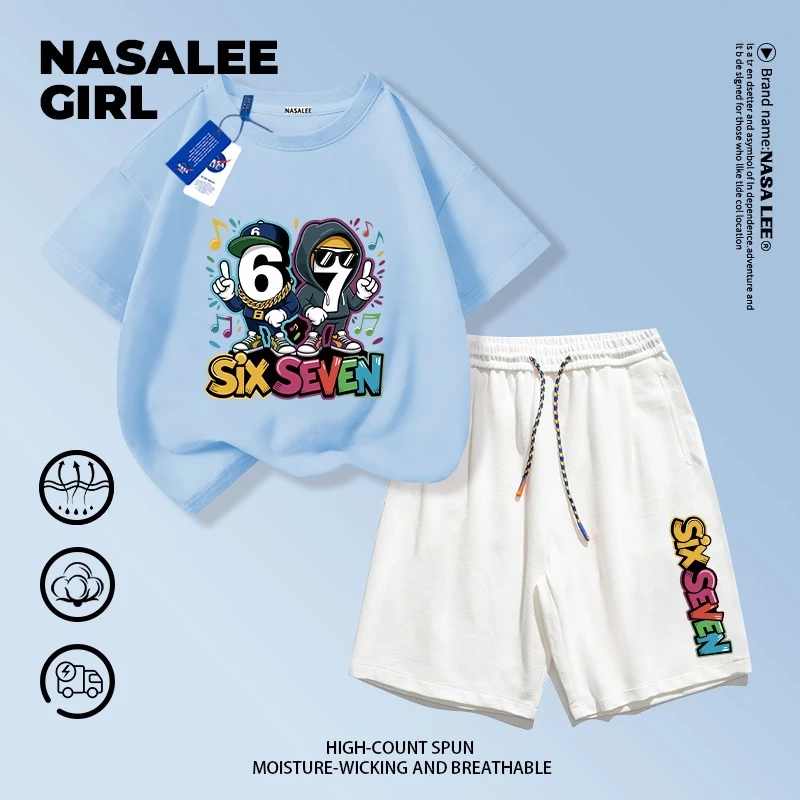 ชุดเสื้อยืดแขนสั้นและกางเกงขาสั้นลาย NASA สำหรับเด็ก 3-16 ปี thumbnail 9