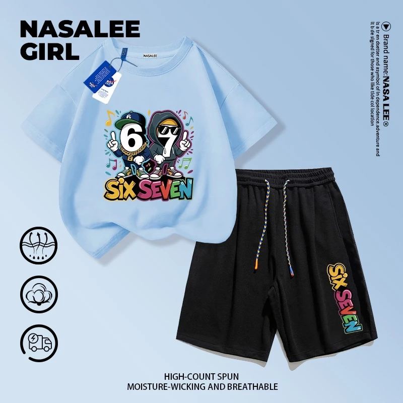 ชุดเสื้อยืดแขนสั้นและกางเกงขาสั้นลาย NASA สำหรับเด็ก 3-16 ปี thumbnail 8