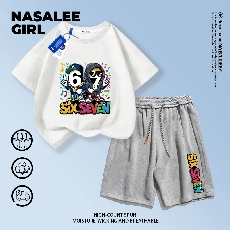 ชุดเสื้อยืดแขนสั้นและกางเกงขาสั้นลาย NASA สำหรับเด็ก 3-16 ปี thumbnail 7