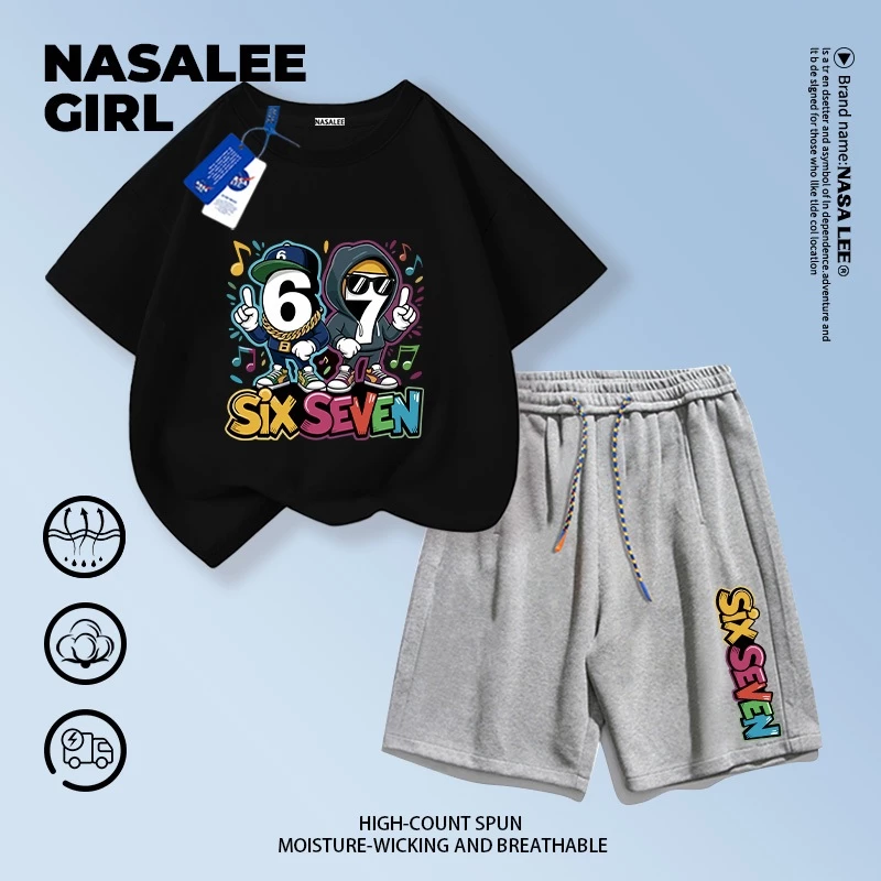 ชุดเสื้อยืดแขนสั้นและกางเกงขาสั้นลาย NASA สำหรับเด็ก 3-16 ปี thumbnail 4