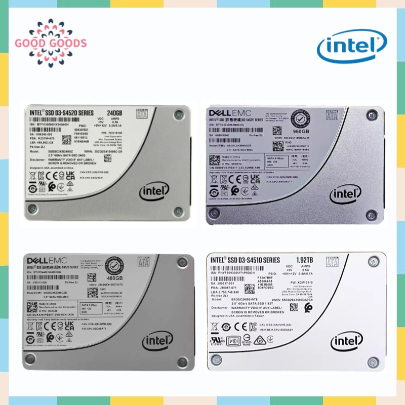 Intel D3 S4520 240GB 480GB 960GB 1.92TB 2.5 "Sata 6Gb/s SSD TLC ไดรฟ์ Solid State ภายใน SSDSC2KB096G