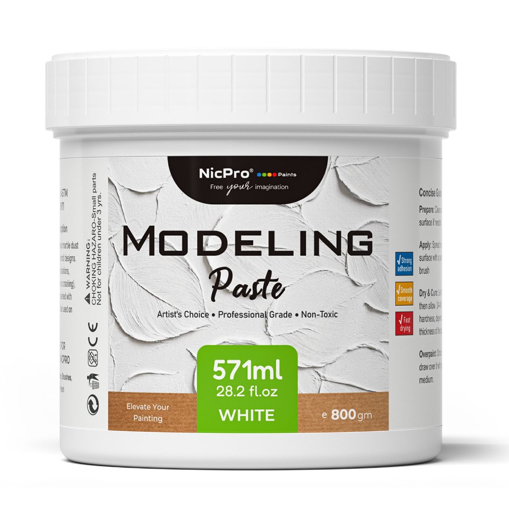 Nicpro Modeling Paste 571 ml / 28.2 oz สําหรับภาพวาดอะคริลิคความหนาแน่นสูงอะคริลิคขนาดกลางสําหรับศิล