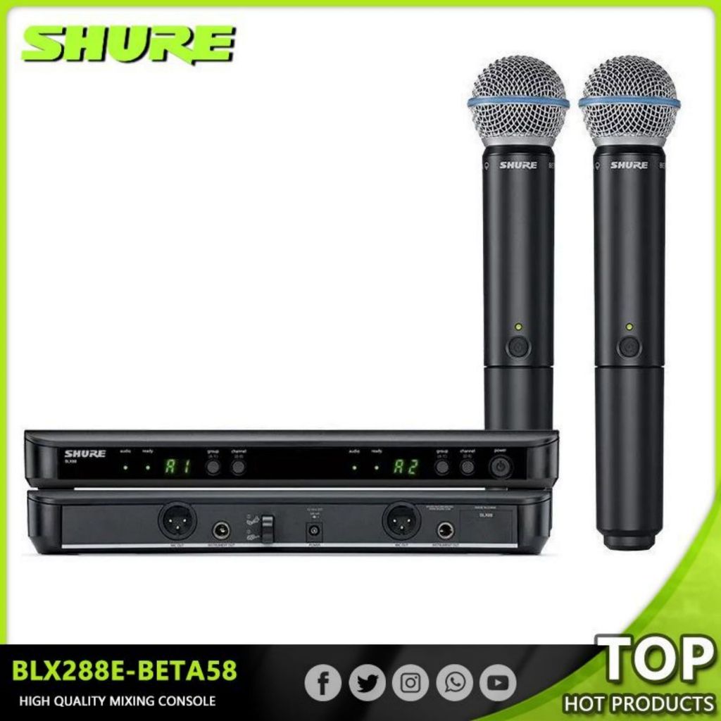 Shure BLX288/SM58 UHF ไมโครโฟนไร้สายแบบมือถือ