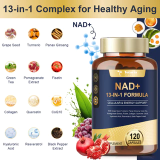 Totaria NAD อาหารเสริมพร้อมนิโคตินาไมด์ Riposide resveratrol,Quercetin, Betaine Boost NAD+ ระดับ NAD Plus อาหารเสริมต่อต้านวัย, พลังงาน, ภูมิคุ้มกัน, โฟกัส, วีแกน