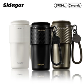 Sidagar แก้วกาแฟ เซรามิคด้านในหม้อถ้วยน้ํา 570มล แก้วเก็บความเย็น แบบพกพาขวดน้ํากีฬากลางแจ้ง ถ้วยกาแฟ