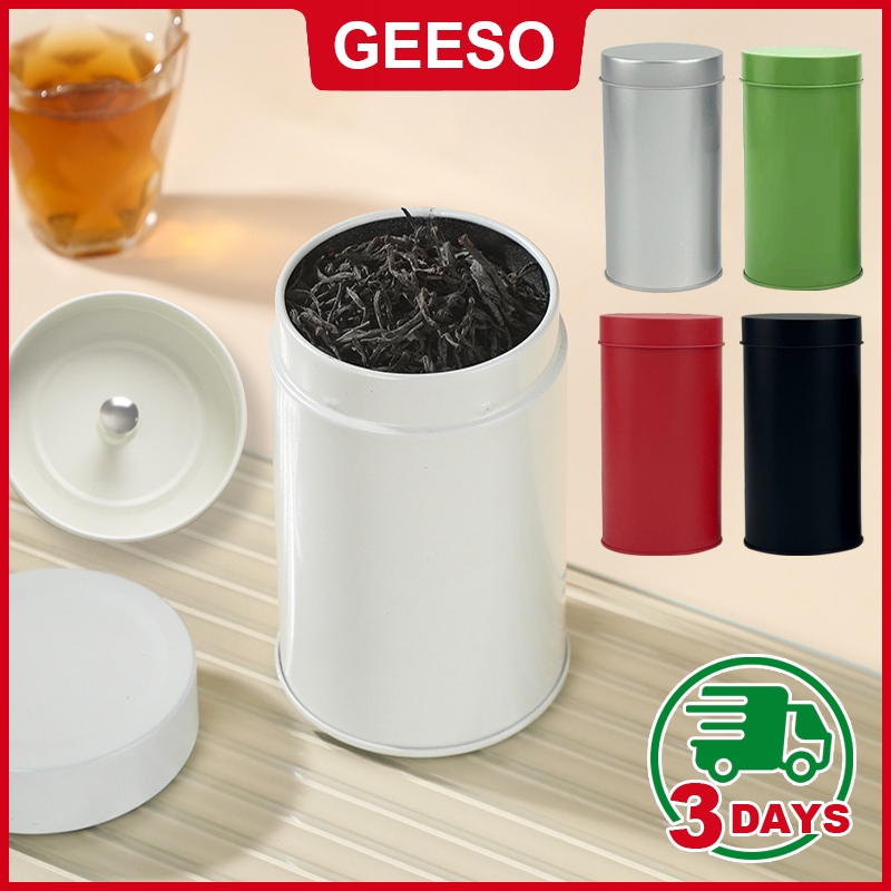 GEESO สแตนเลส กระปุกเก็บชาและกาแฟ ปิดผนึก มินิพกพา อุปกรณ์จัดเก็บห้องครัว Stainless Steel Sealed Tea & Coffee Canister Mini Portable Kitchen Storage Container 不锈钢茶叶罐