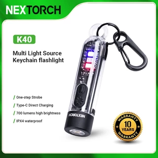 NEXTORCH K40 พวงกุญแจไฟฉายกระเป๋า EDC ชาร์จไฟฉายขนาดเล็ก Strobe 365nm ไฟฉาย UV Multi-light Source 700 Lumens กลางแจ้งสีแดง/สีฟ้า